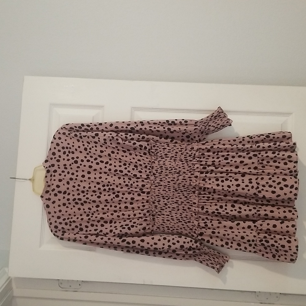 Long sleeve mini dress, smocked waist, small